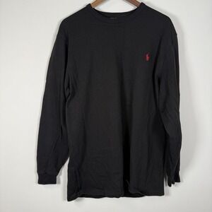 Polo Ralph Lauren Men's Black Shirt Logo Red Long Sleeve Six Large Tall